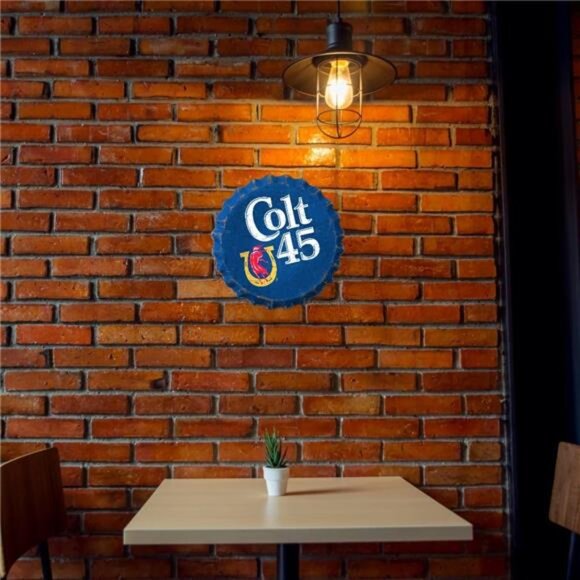 Colt 45 Beer Metal Bottle Cap Sign Garage Shop Bar Man Cave Collector LARGE NW - Picture 3 of 6